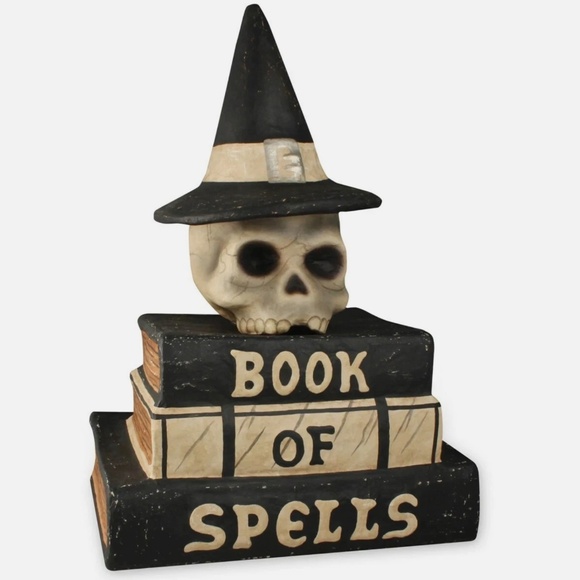NEW Bethany Lowe Halloween BOOK OF SPELLS Skull Skeleton Large - Picture 1 of 3